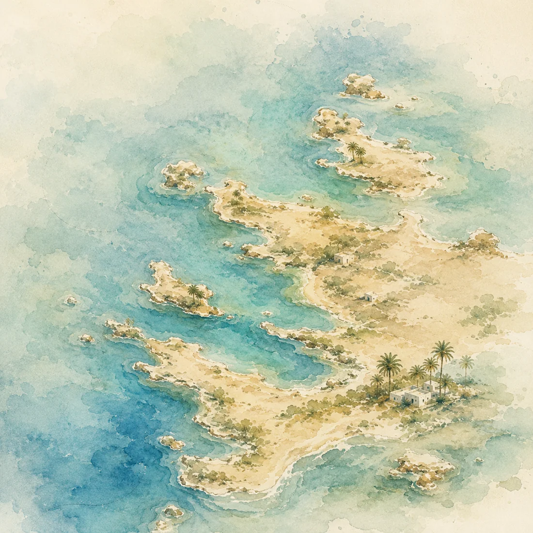 رسم مائي لأرخبيل قرقنة