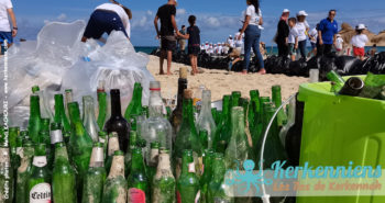 Regroupement des bouteilles de verre recyclables, plage de Lahmeri, Bizerte